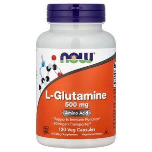 L-глютамін, L-Glutamine, Now Foods, 500 мг, 120 вегетаріанських капсул