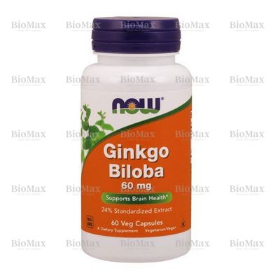 Гінкго Білоба, Ginkgo Biloba, Now Foods, 60 мг, 60 капсул