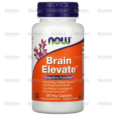 Вітаміни для покращення пам'яті, Brain Elevate, Now Foods 60 рослинних капсул