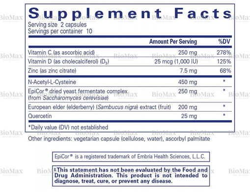Поддержка иммунитета и здоровья дыхательных путей, PureDefense with NAC, Pure Encapsulations, 20 капсул