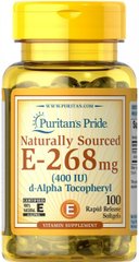 Натуральный витамин E, Vitamin E, Puritan's Pride, 400 МЕ 100 капсул