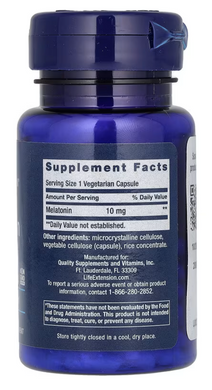 Мелатонін, Melatonin, Life Extension, 10 мг, 60 капсул