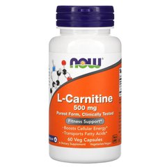L-Карнитин, L-Carnitine, Now Foods, 500 мг, 30 капсул