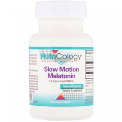 Мелатонін повільної дії , Melatonin, Nutricology, 1,2 мг 60 таблеток