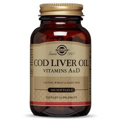 Вітамін А і Д з печінки норвезької тріски, Vitamin А And D Cod Liver Oil, Solgar, 100 капсул
