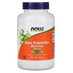 Ягоды пальмы сереноа Saw Palmetto Berries, Now Foods, 550 мг, 250 вегетарианских капсул
