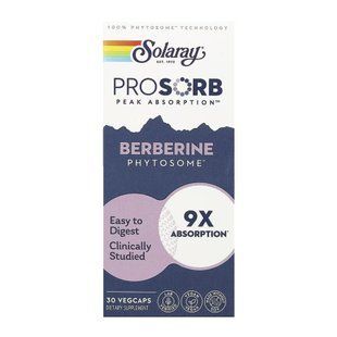 Берберин фитосома, Berberine Phytosome, Solaray, ProSorb, 550 мг, 30 вегетарианских капсул