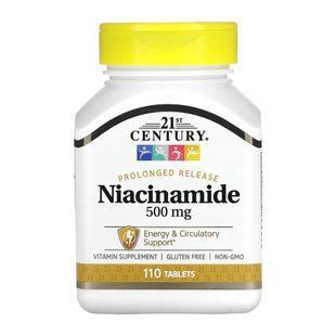 Ніацинамід (вітамін B3), Niacinamide, Prolonged Release, 21st Century, пролонгованого вивільнення, 500 мг, 110 таблеток