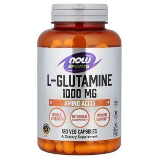 L-глютамін, L-Glutamine, Now Foods, Sports, подвійна сила, 1000 мг, 120 вегетаріанських капсул