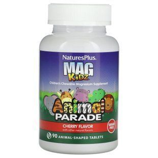 Магній для дітей, Children's Magnesium, Nature's Plus, Animal Parade, смак вишні, 90 жувальних цукерок у формі тварин