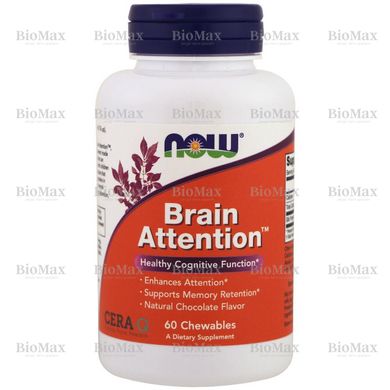 Для памяти и когнитивных функций, Brain Attention, Now Foods, 60 жевательных конфет
