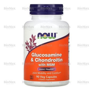 Для суставів та суглобів, Glucosamine & Chondroitin & MSM, Now Foods, 90 капсул