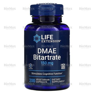 ДМАЭ (диметиламиноэтанол), DMAE Bitartrate, Life Extension, 150 мг, 200 капсул