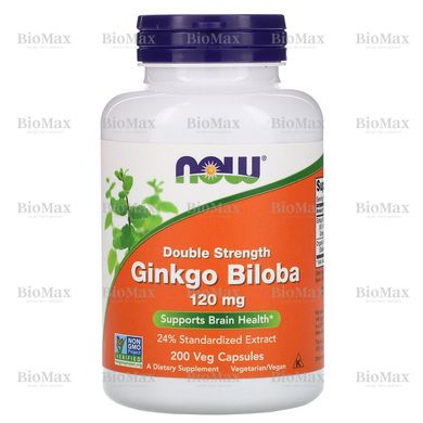 Гінкго білоба, Ginkgo Biloba, Now Foods, 120 мг, 200 капсул