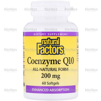 Коензим Q10, Natural Factors, 200 мг, 60  капсул