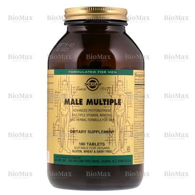 Вітаміни для чоловіків, Male Multiple, Solgar, 180 таблеток