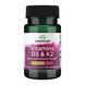 Вітаміни D3 і K2, Vitamins D3 & K2, Swanson, 50 мкг (2000 МО) і 75 мкг, 60 вегетаріанських капсул