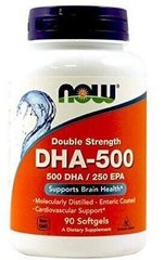 Рыбий жир, Омега 3, DHA-500 (Докозагексаеновая Кислота), Now Foods, 90 капсул