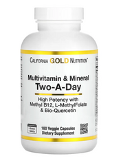 Мультивітаміни для щоденного прийому, Multivitamin and mineral Two-a-day, California Gold Nutrition, 180 капсул