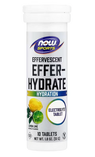 Електроліти, Effer-Hydrate, Now Foods, Sports, з лимонно-лаймовим смаком, 10 таблеток, 51 г