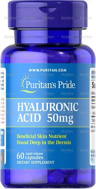 Гиалуроновая кислота, Hyaluronic Acid, Puritan's Pride, 50 мг, 60 капсул