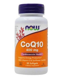 Коензим Q10, CoQ10, Now Foods, з вітаміном Е та лецитином, 400 мг, 30 гелевих капсул