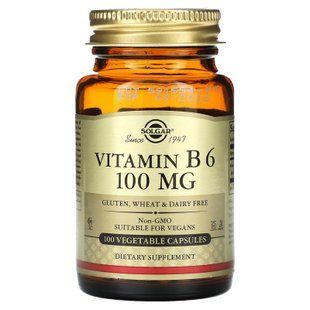 Вітамін В6, Vitamin B6, Solgar, 100 мг, 100 вегетаріанських капсул