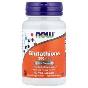 Глутатіон, Glutathione, Now Foods, 250 мг, 60 вегетаріанських капсул