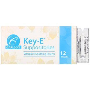 Геморрой, свечи с витамином Е, Key&bull;E Suppositories, Carlson Labs, 12 шт