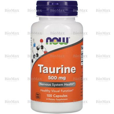 Таурин, Taurine, Now Foods, 500 мг, 100 капсул