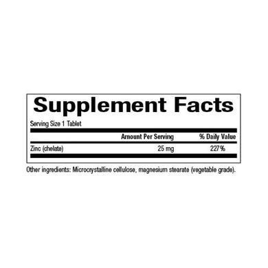 Цинк хелат, Zinc Chelate, Natural Factors, 25 мг, 90 таблеток