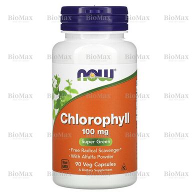 Хлорофилл, Chlorophyll, Now Foods, 100 мг, 90 капсул