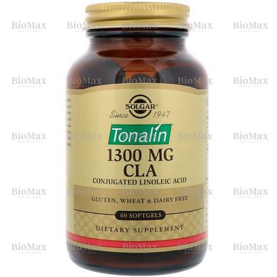 Кон'югированна линолева кислота, Tonalin CLA, Solgar, 1300 мг, 60 капсул