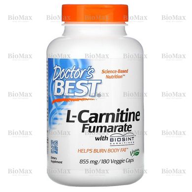 L-карнітин фумарат, L-Carnitine Fumarate with Biosint, Doctor's Best, 855 мг, 180 капсул