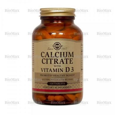 Цитрат Кальцію з Вітаміном Д3, Calcium Citrate with vitamin D, Solgar, 120 таблеток