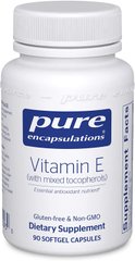Витамин E, со смешанными токоферолами, Vitamin E, Pure Encapsulations, 400 МЕ, 90 капсул