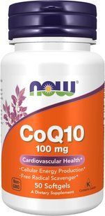 Коензим Q10, CoQ10, Now Foods, 100 мг, 50 гелевих капсул