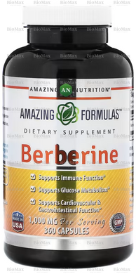 Берберин, Amazing Nutrition, 1000 мг, (500 мг в 1 капсуле), 360 капсул