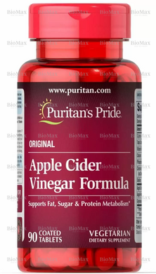 Яблучний оцет, Apple Cider Vinegar, Puritan's Pride, формула, 90 таблеток