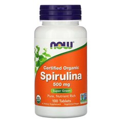 Спирулина, Spirulina, Now Foods, 500 мг, 100 таблеток