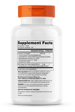 Куркумін С3 комплекс з біоперином (чорним перцем), High Absorption Curcumin with C3 Complex with BioPerine, Doctor's Best, 1000 мг, 120 таблеток
