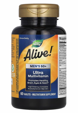 Витамины для мужчин 50+, Alive! Men's 50+ Ultra Potency, Nature's Way, 60 таблеток