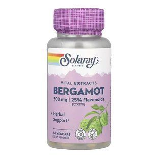 Бергамот з берберином, Bergamot, Solaray, 500 мг, 60 вегетаріанських капсул