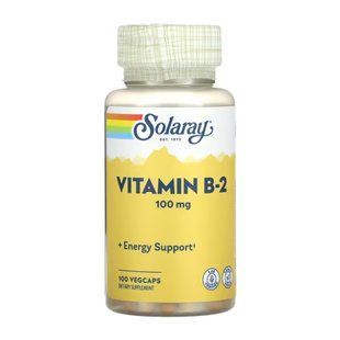 Рибофлавин (витамин B2), Vitamin B-2, Solaray, 100 мг, 100 вегетарианских капсул