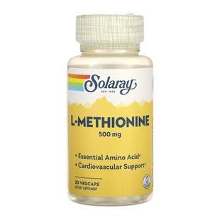 L-метіонін, L-Methionine, Solaray, 500 мг, 30 вегетаріанських капсул