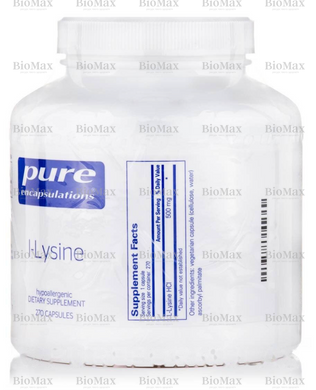 L-лізин, l-Lysine, Pure Encapsulations, 500 мг, 270 капсул
