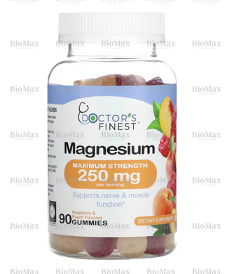 Магний цитрат со вкусом малины и персика, Doctor's Finest, 83 мг, 90 жевательных таблеток