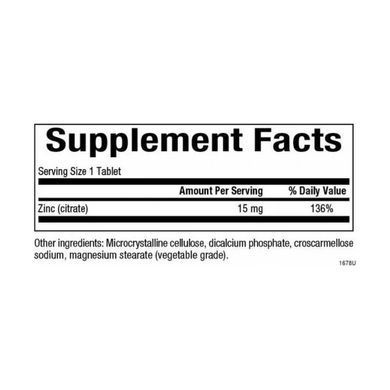 Цинк цитрат, Zinc Citrate, Natural Factors, 15 мг, 90 таблеток