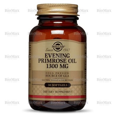 Олія вечірньої примули, Evening Primrose Oil, Solgar, 1300 мг, 30 капсул