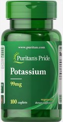 Калий, Potassium, Puritan's Pride, 99 мг, 100 таблеток